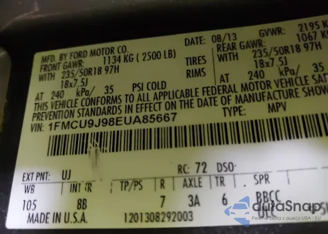 2014 Ford Escape Titanium из США, поврежденный, VIN 1FMCU9J98EUA85667